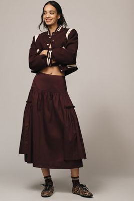 Damson Madder Charley Button-Front Denim Midi Skirt | Anthropologie