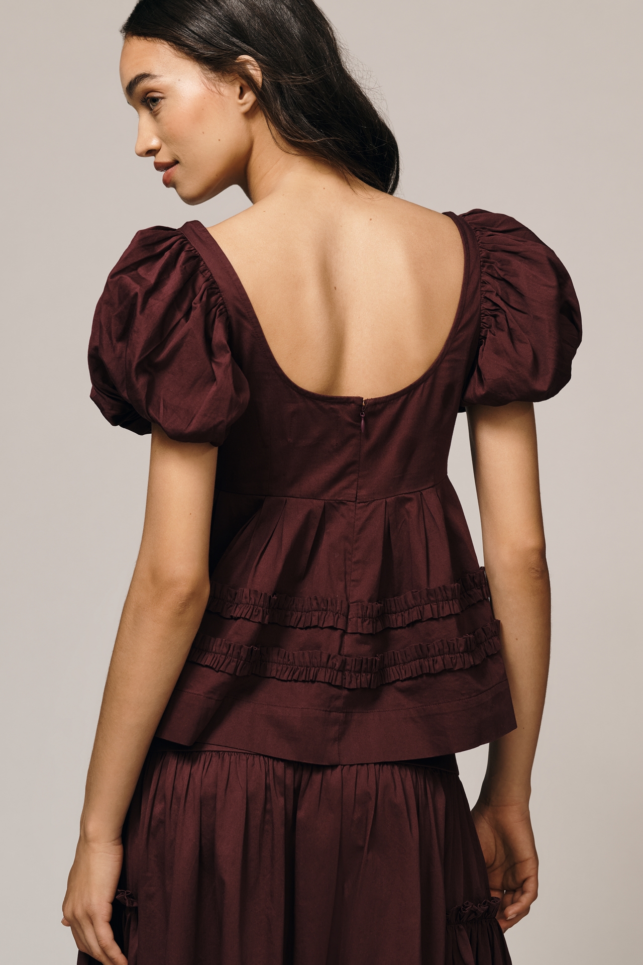 Damson Madder Joy Puff-Sleeve Blouse