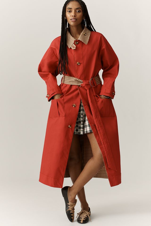 Damson Madder Anja Reversible Organic Cotton Trench Coat