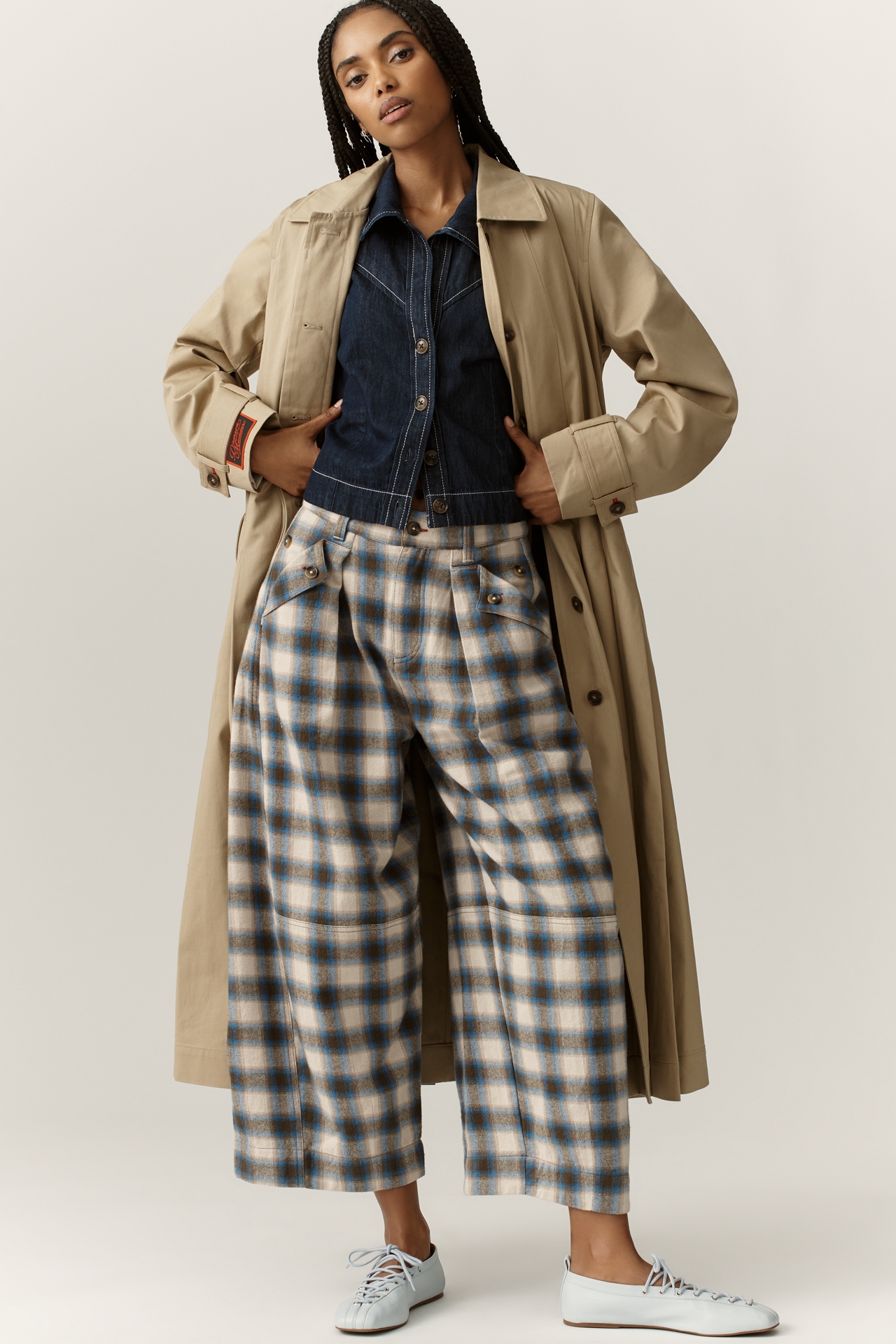 Damson Madder Mara Wide-Leg Organic Cotton Trouser Pants