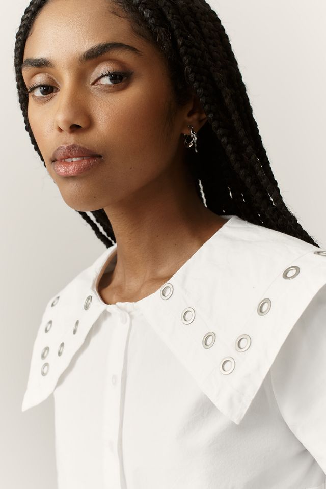 Damson Madder Cyrus Eyelet Organic Cotton Blouse | Anthropologie