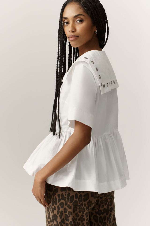 Damson Madder Cyrus Eyelet Organic Cotton Blouse #3