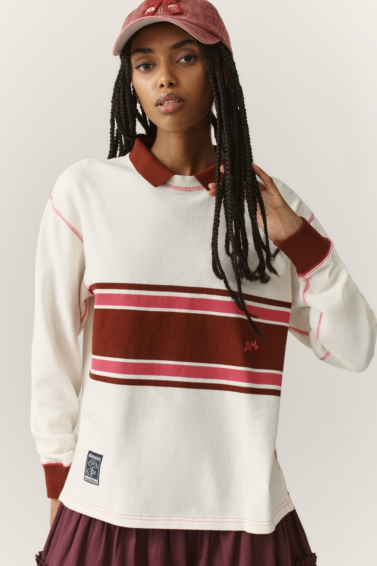 Damson Madder Olina Long-Sleeve Organic Cotton Pullover