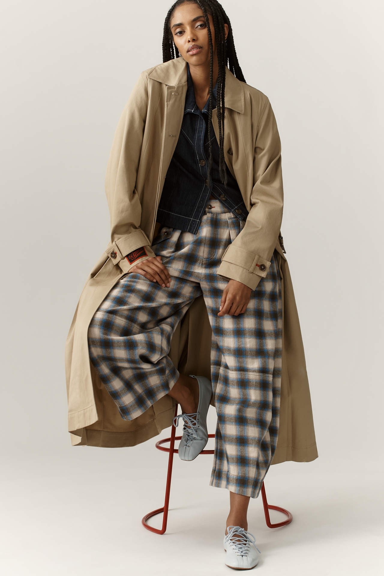 Damson Madder Sofia Pleated Trench Coat