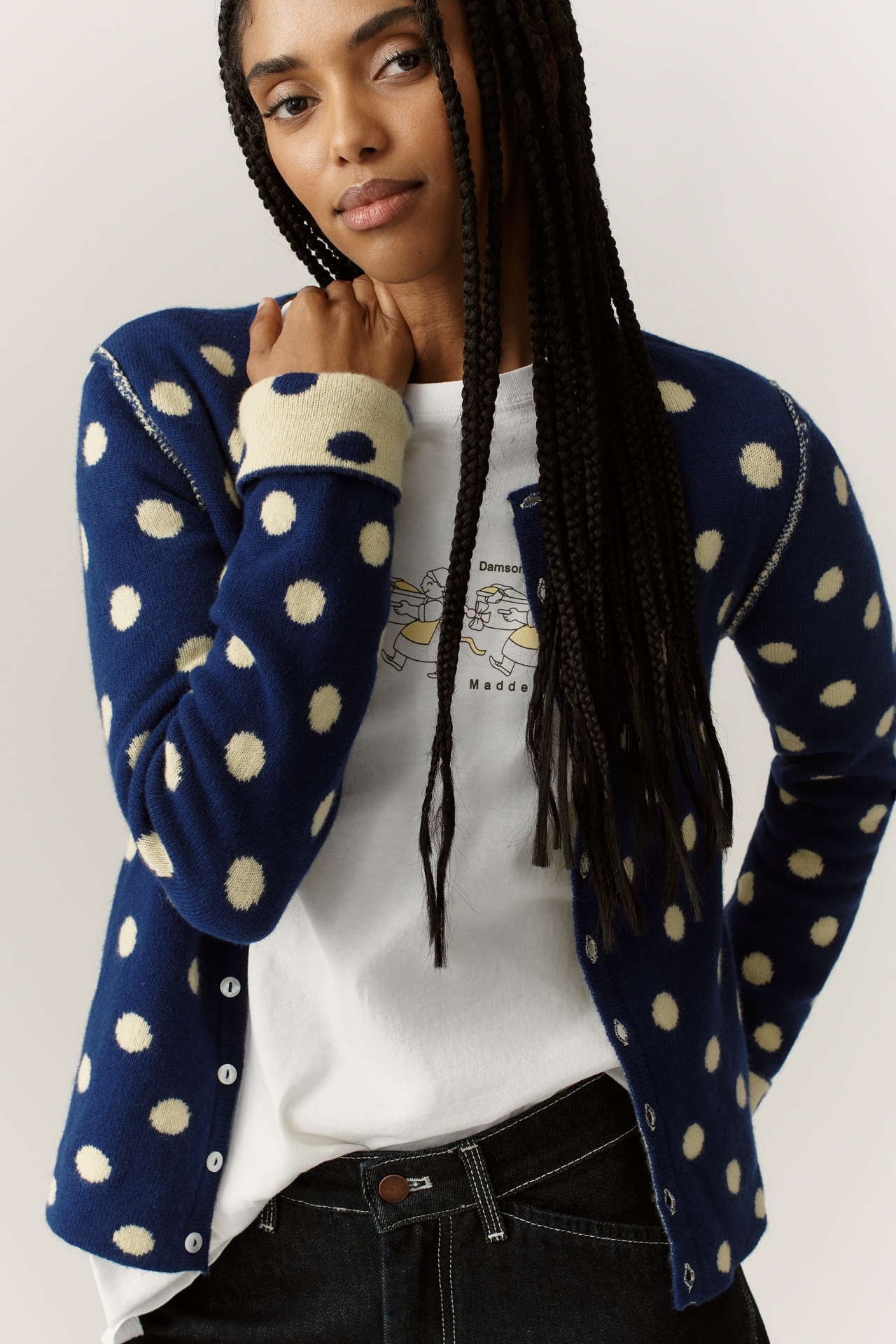 Damson Madder Tabitha Wool Reversible Cardigan Sweater