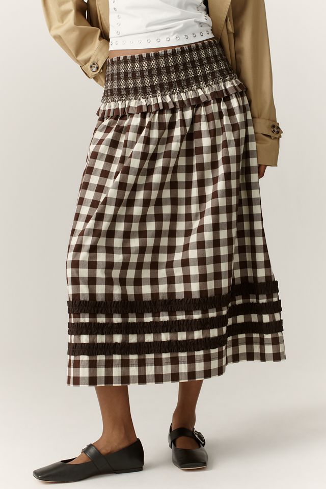 Damson Madder Ava Organic Cotton Smocked Midi Skirt | Anthropologie