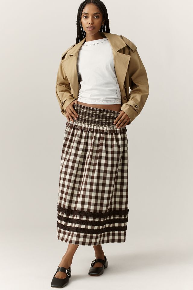 Damson Madder Ava Organic Cotton Smocked Midi Skirt | Anthropologie