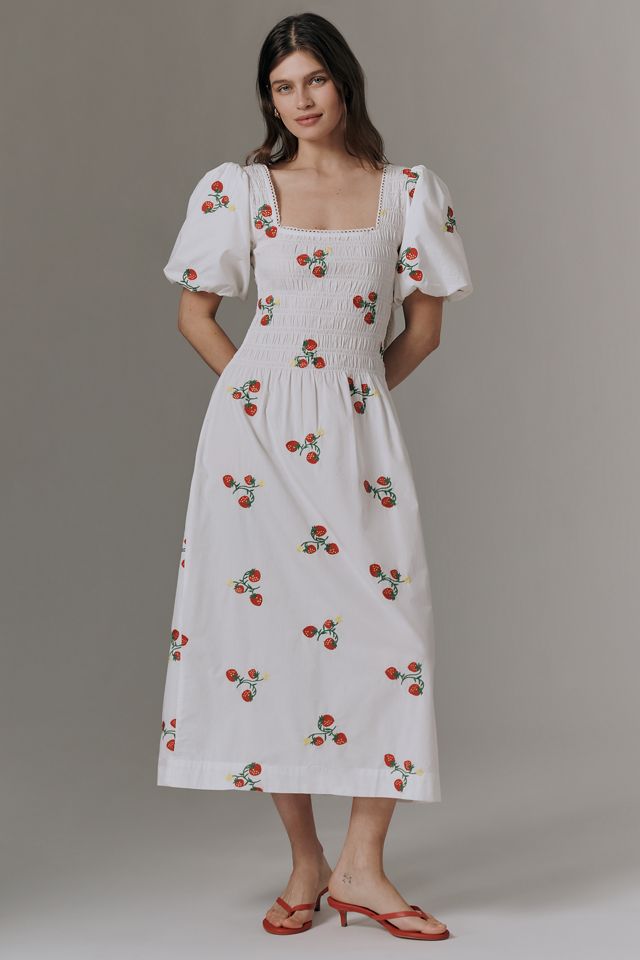 madde embroidered dress Edwardian linen mini dress