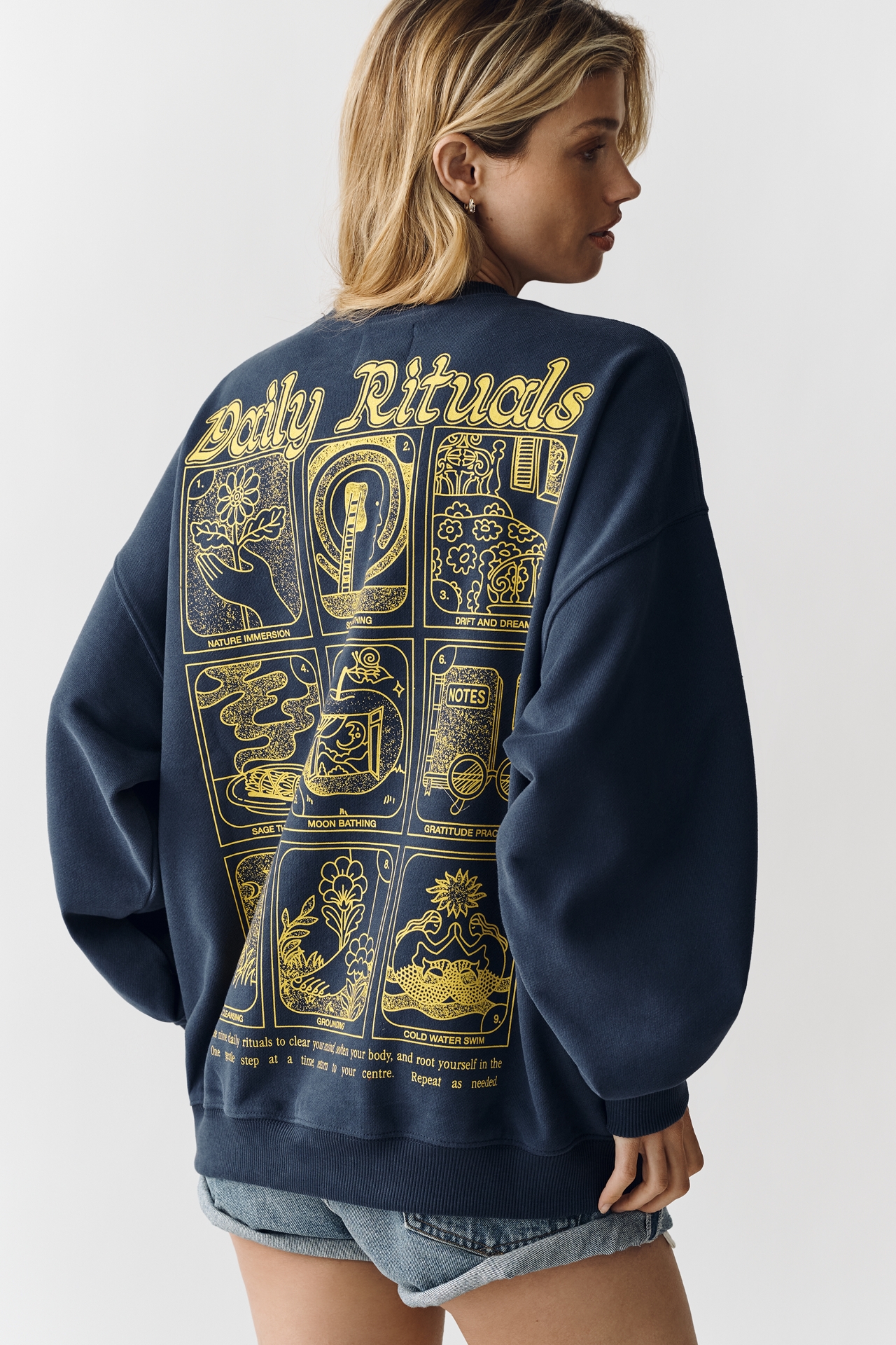 Damson Madder Daily Rituals Organic Cotton Graphic Sweatshirt