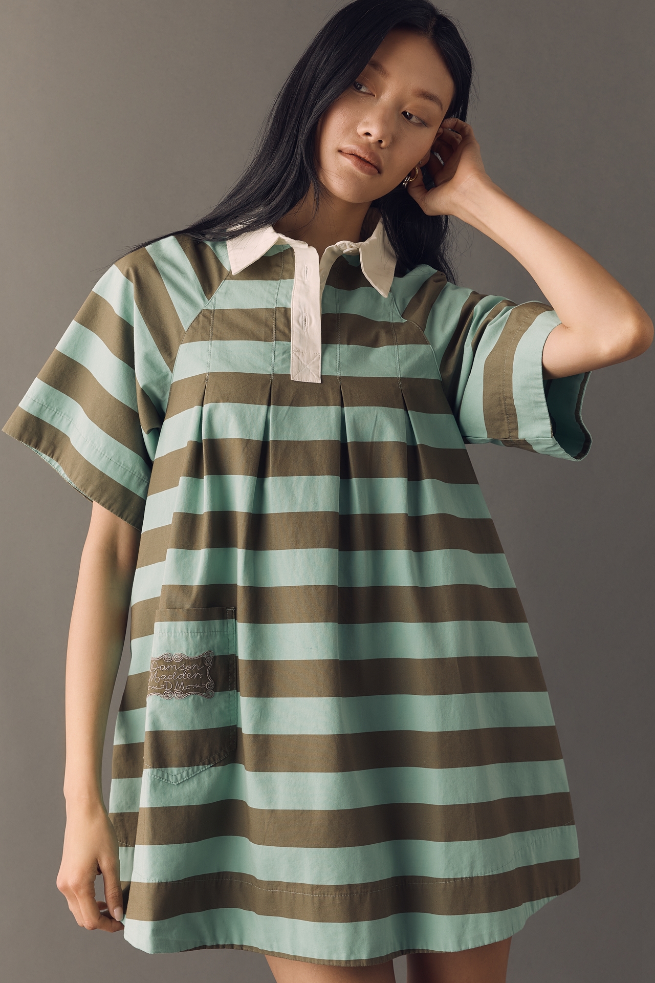 Damson Madder Maggie Cotton Stripe Mini Dress