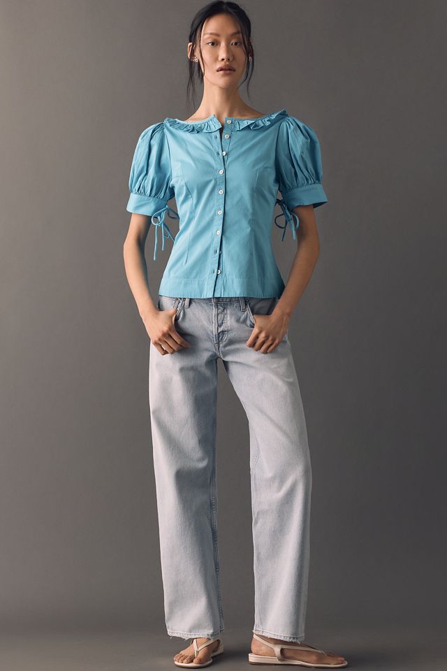 Damson Madder Anke Organic Cotton Puff-Sleeve Blouse | Anthropologie