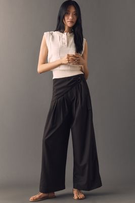 Avery Linen Blend Stripe Twill Pants by Maeve | Anthropologie
