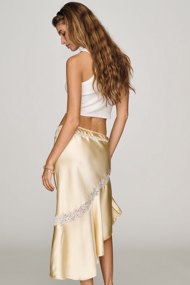 M.shathamani Revolution ミックスドメディア Damson Madder Delphia Satin Midi Skirt | Anthropologie