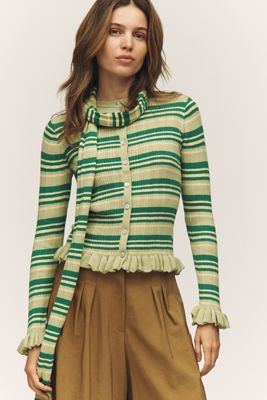 Damson Madder Anelis Cotton Wool Scarf Cardigan