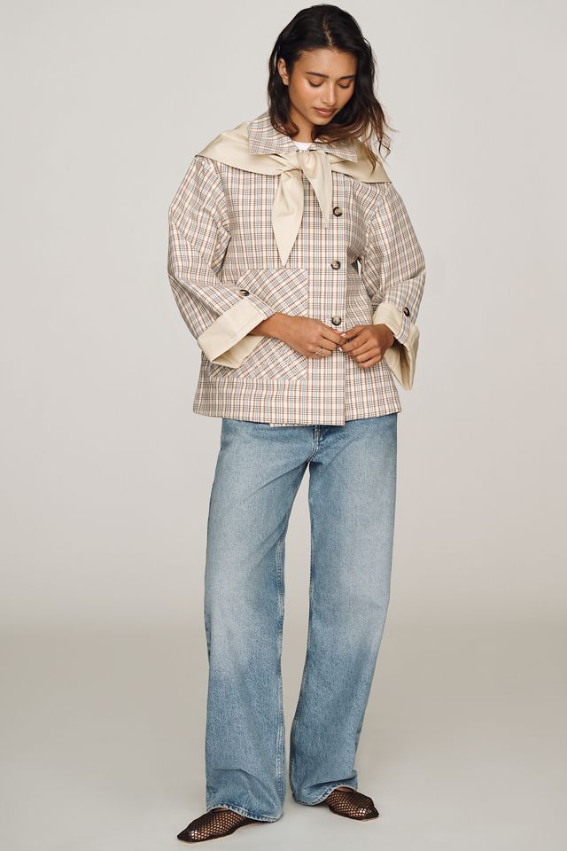 Damson Madder Jerry Cotton Reversible Crop Trench Coat #3