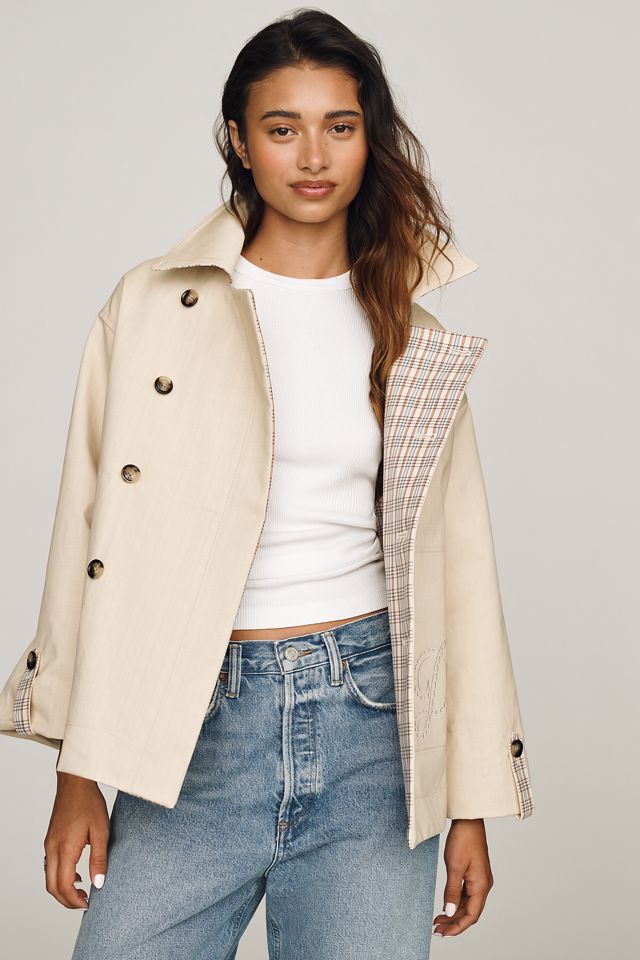 Damson Madder Jerry Cotton Reversible Crop Trench Coat #5