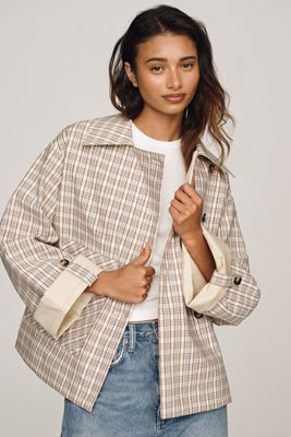 Damson Madder Jerry Cotton Reversible Crop Trench Coat