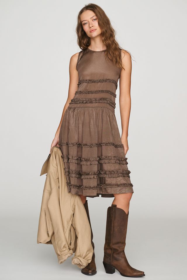 Damson Madder Drop Waist Ruffled Midi Dress #2