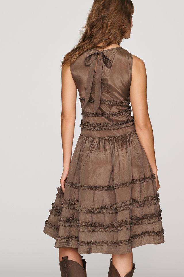 Damson Madder Drop Waist Ruffled Midi Dress #3