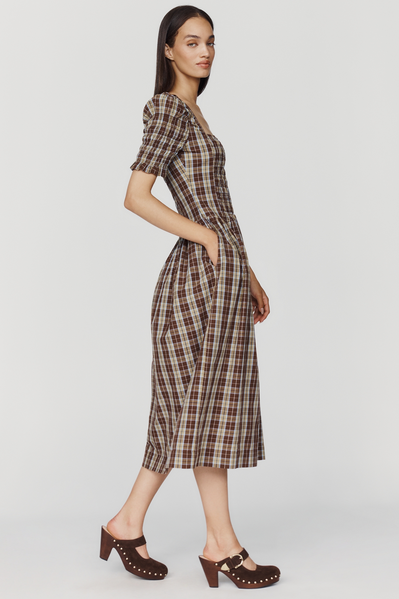 Damson Madder Emmy Shirred Midi Dress