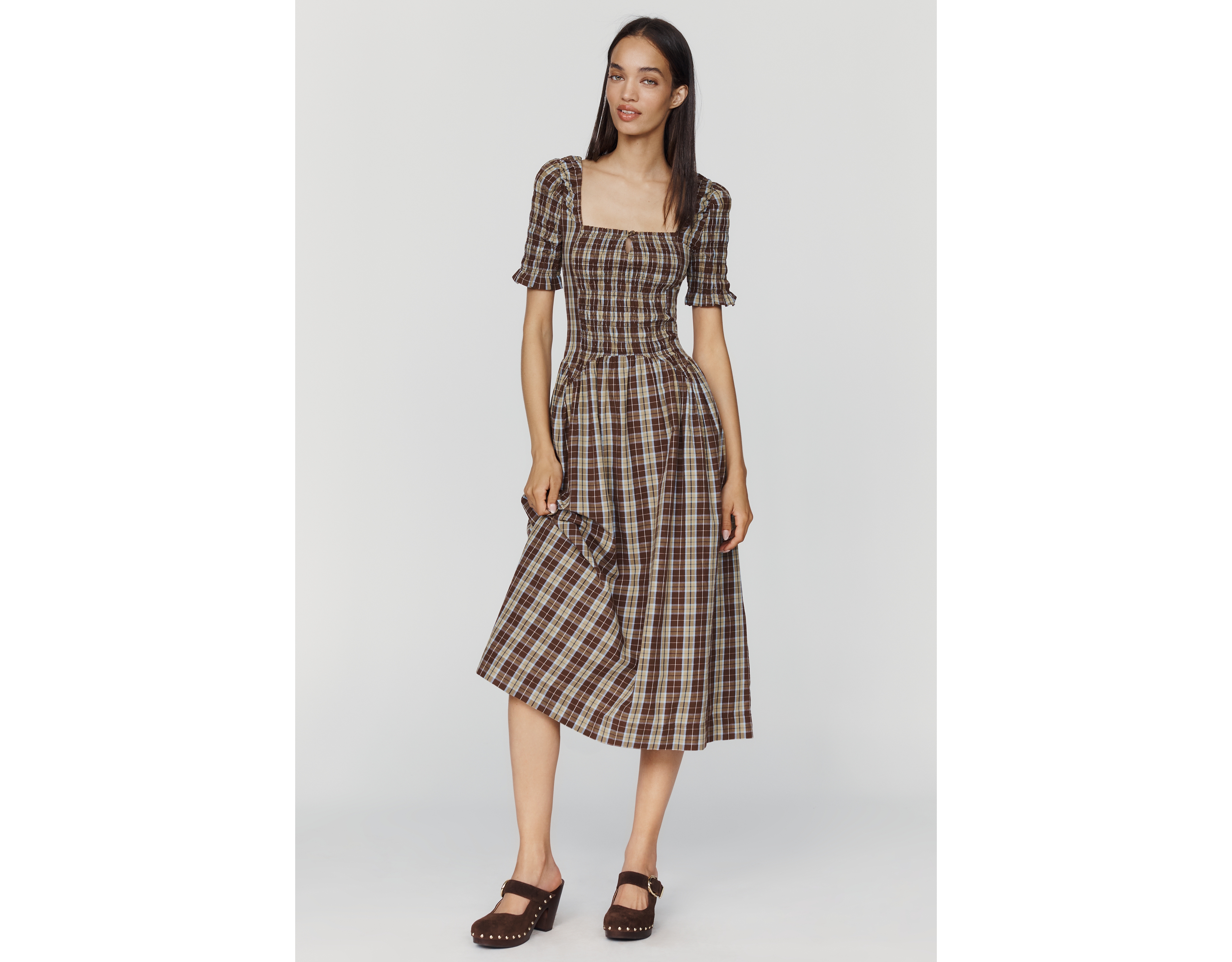Damson Madder Emmy Shirred Midi Dress