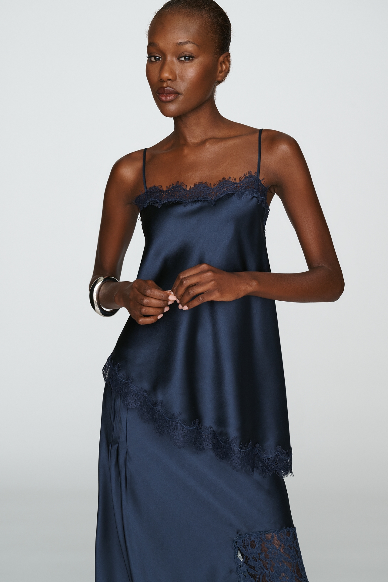 Damson Madder Tansy Satin and Lace Cami