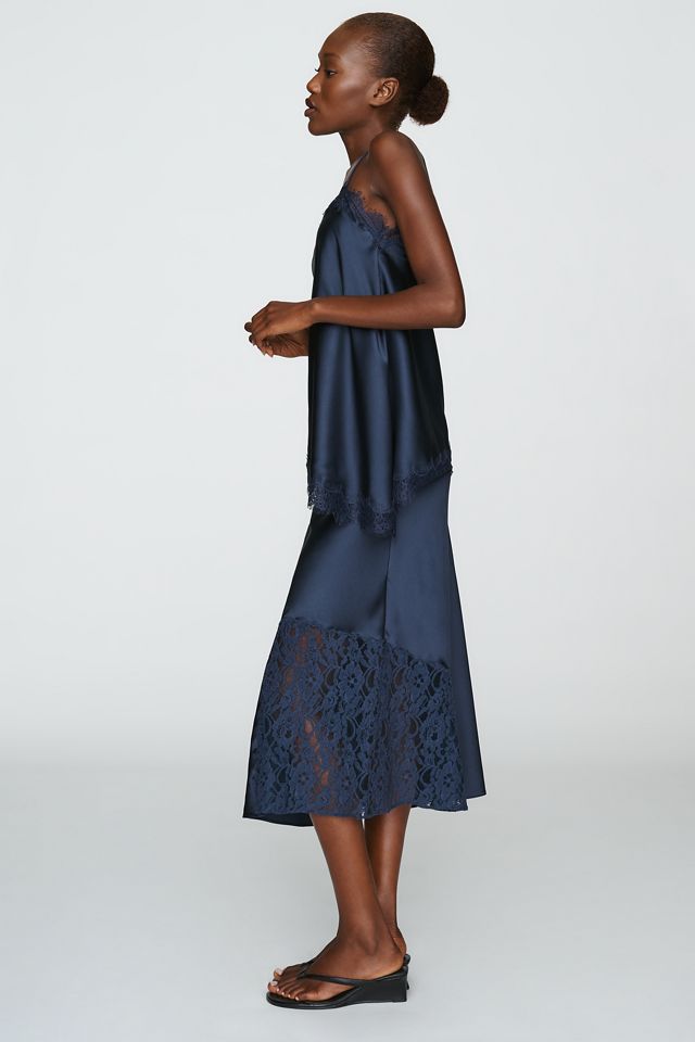 Damson Madder Elea Satin and Lace Midi Skirt #3