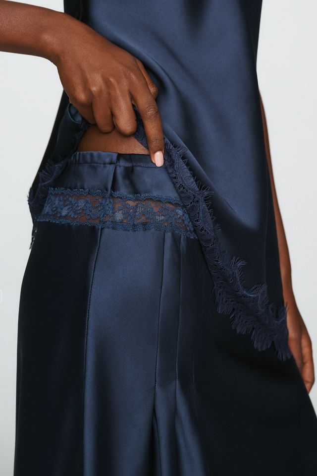 Damson Madder Elea Satin and Lace Midi Skirt #4