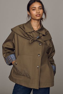 Damson Madder Jerry Cotton Cropped Trench Coat
