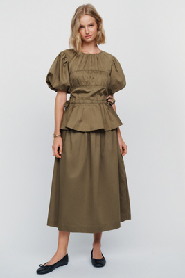 Damson Madder Josie 100% Cotton Midi Skirt by Anthropologie