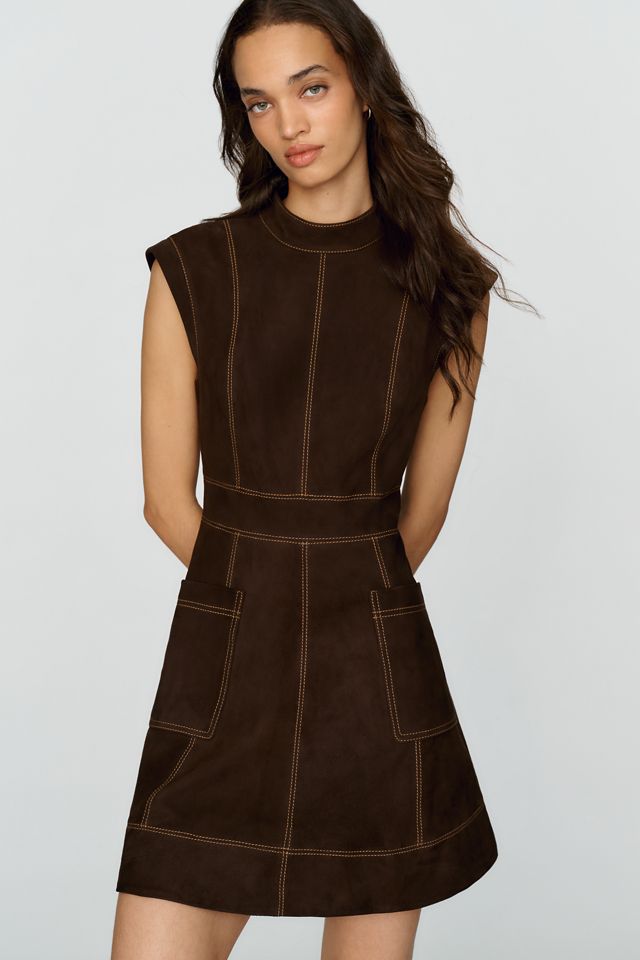 By Anthropologie Suede Seamed Mini Dress #2