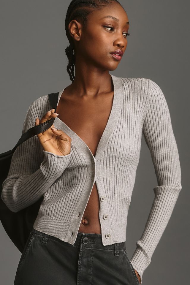 Good American Cozy Ribbed Cardigan Sweater