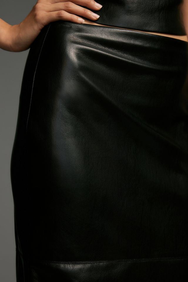 Good American Better Than Leather Midi Skirt #4