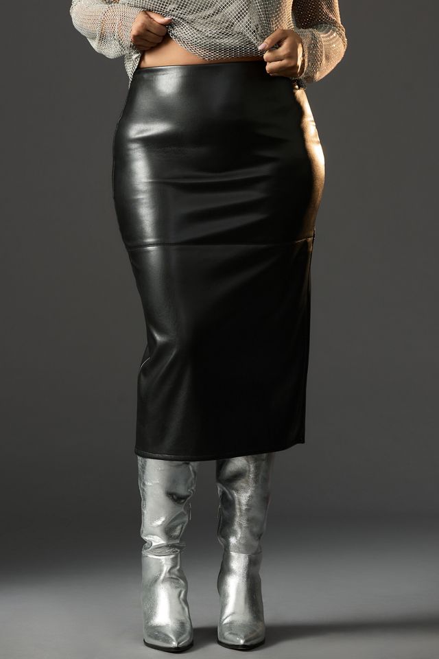 Good American Better Than Leather Midi Skirt #5