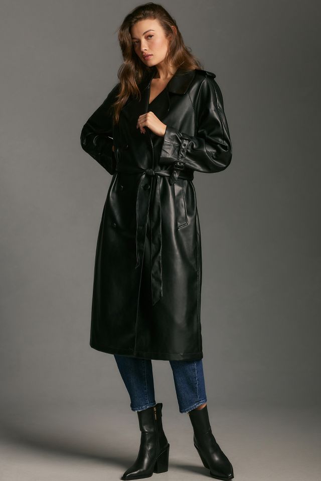 Good American Better Than Leather Trench Coat Anthropologie