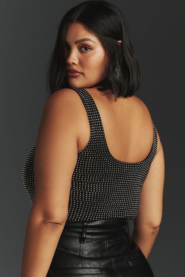 Good American Crystal Modern Tank Bodysuit #7