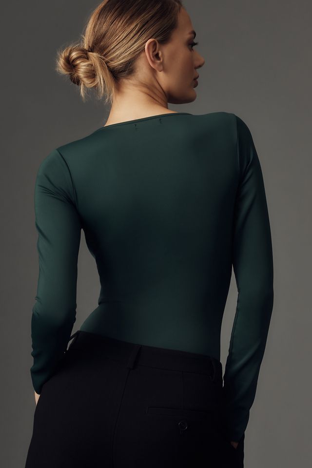 Good American Scuba Long-Sleeve Scoop-Neck Bodysuit #1