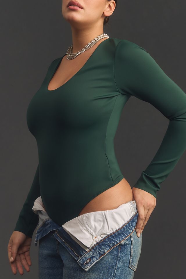 Good American Scuba Long-Sleeve Scoop-Neck Bodysuit #5