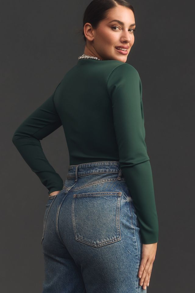Good American Scuba Long-Sleeve Scoop-Neck Bodysuit #6