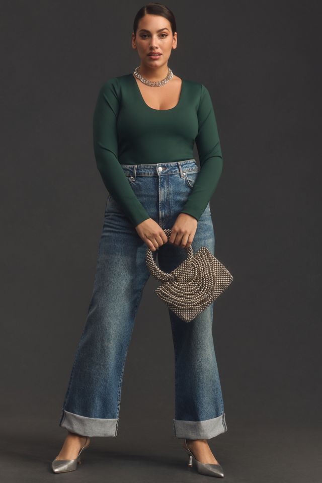 Good American Scuba Long-Sleeve Scoop-Neck Bodysuit #7