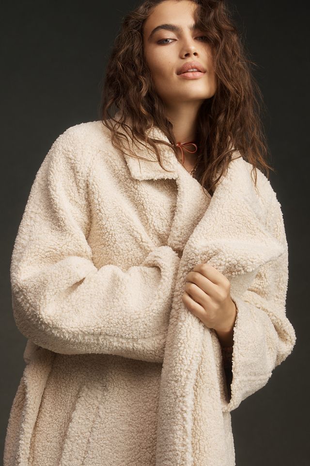 Good American Uniform Sherpa Fleece Trench Coat #3