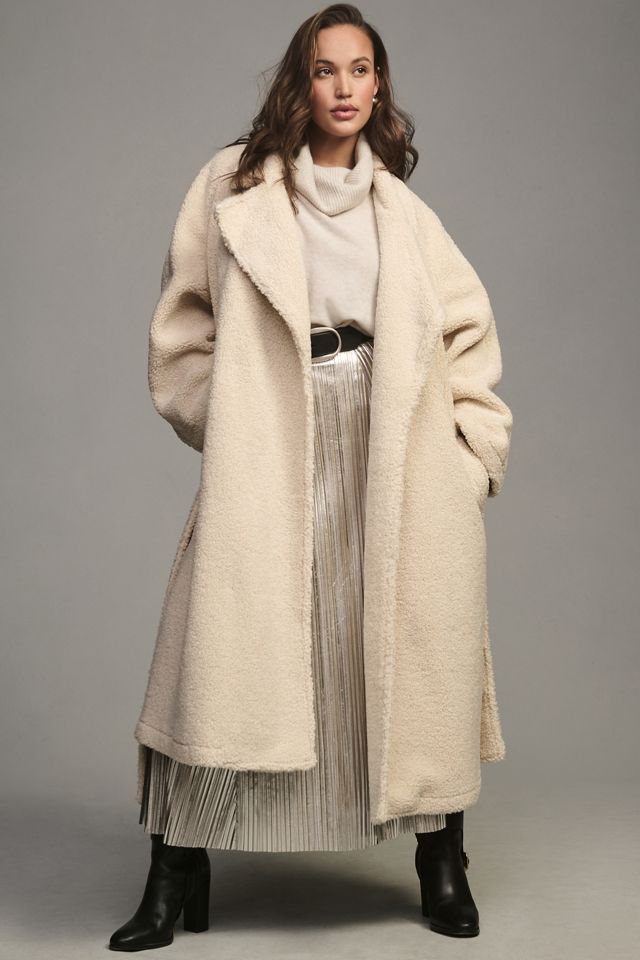 Good American Uniform Sherpa Fleece Trench Coat #4