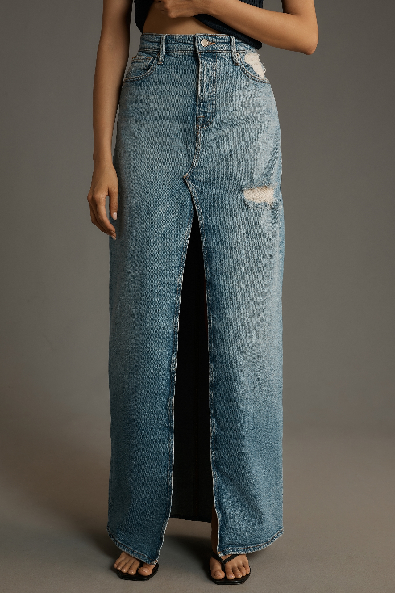 Good American Ease Denim Maxi Skirt