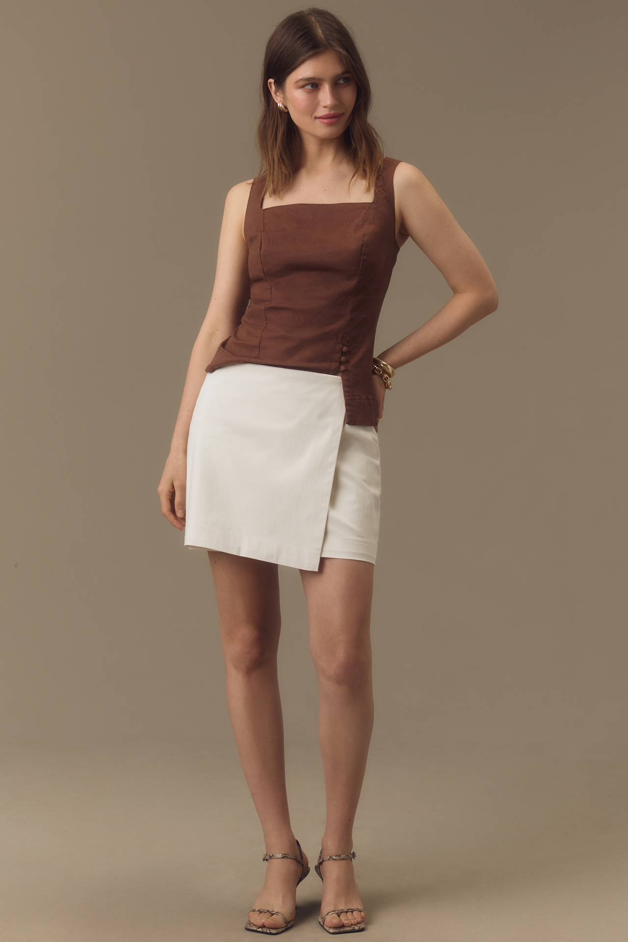 Good American Poplin Wrap Mini Skirt