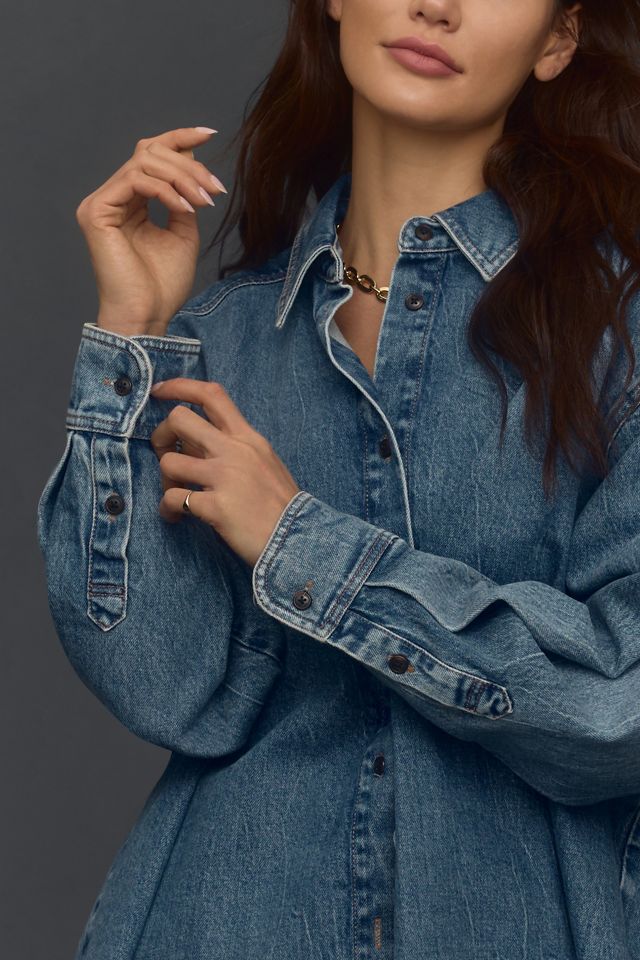 Good American Oversized Denim Buttondown Shirt #1