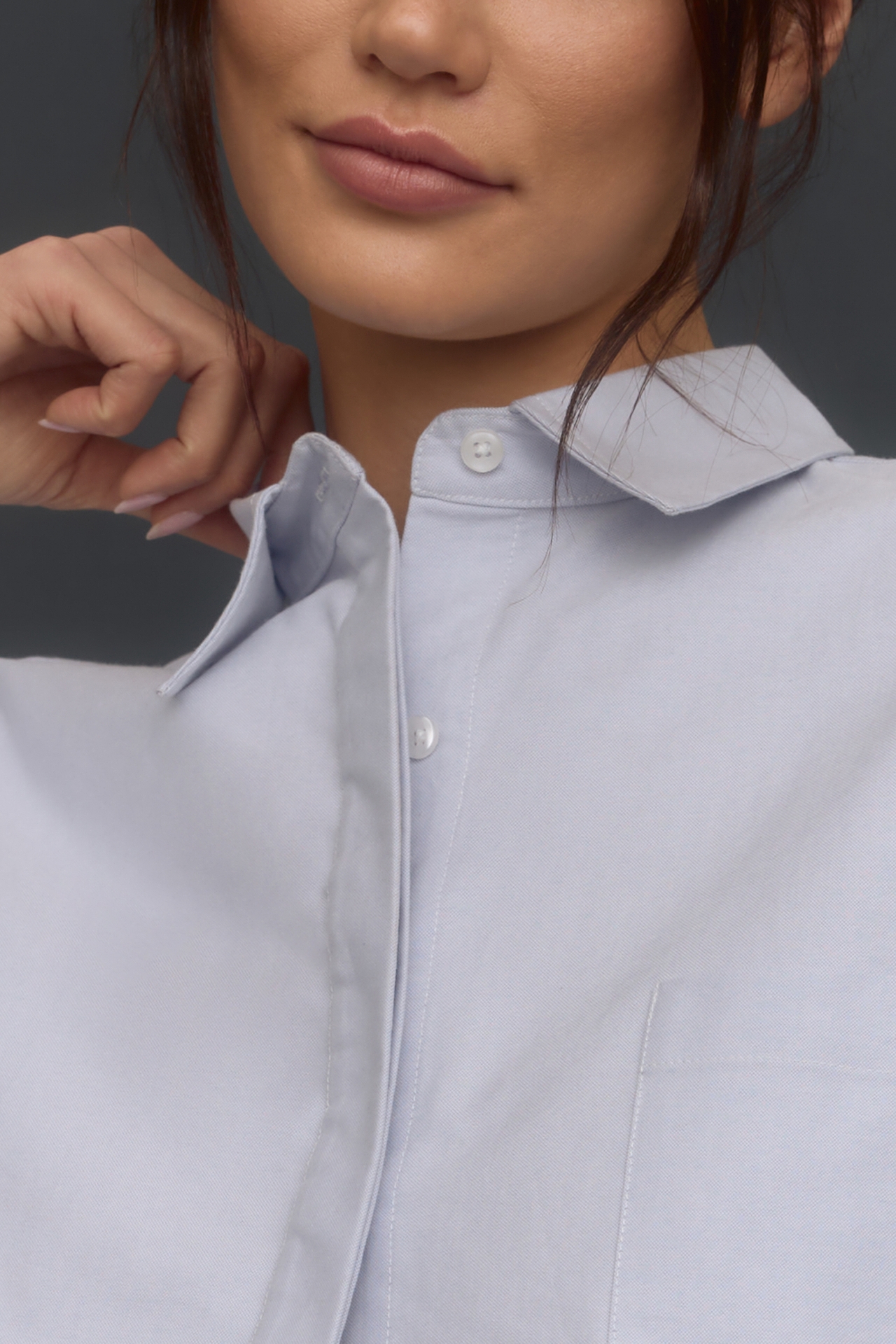 Good American Cropped Poplin Buttondown Shirt