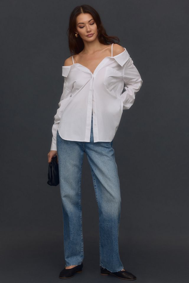 Good American Off-The-Shoulder Poplin Blouse #2
