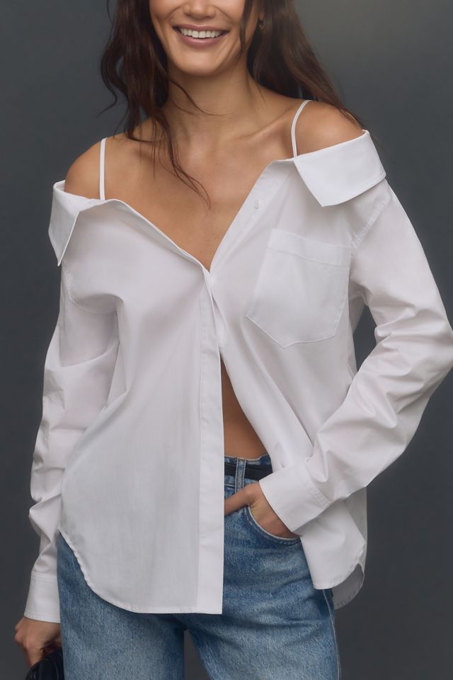 Good American Off-The-Shoulder Poplin Blouse #3