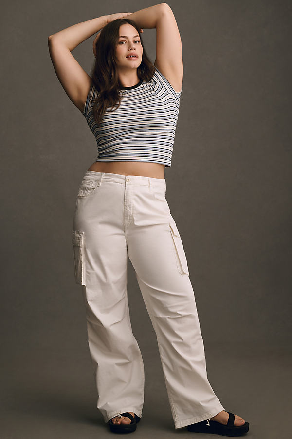 Good American Baggy Cargo Pants In White