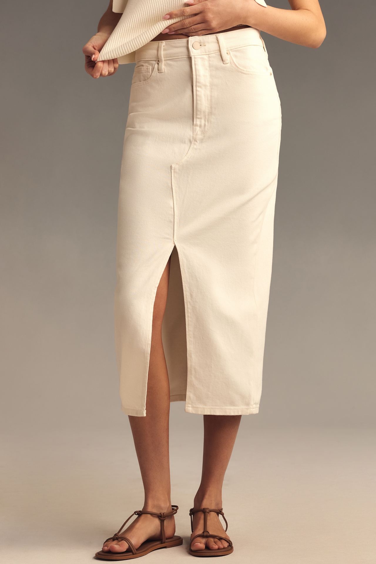 Good American Slit-Front Midi Skirt